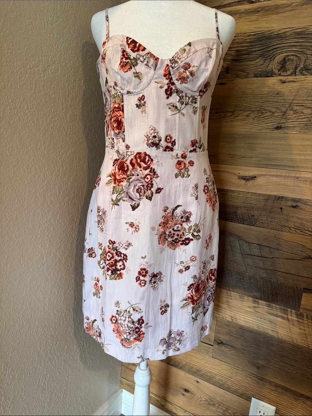 NWT H&M Floral Bustier Slip Dress in Blush Pink
